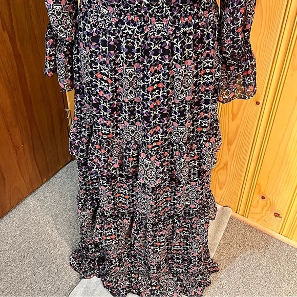 MISA Los Angeles Print Tiered Ruffle Dress Sz-M - Picture 9 of 12